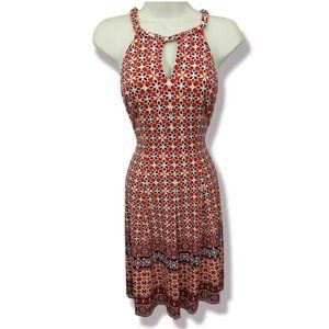 Wisp Red and Purple Sleeveless Stretch Dress Size 4